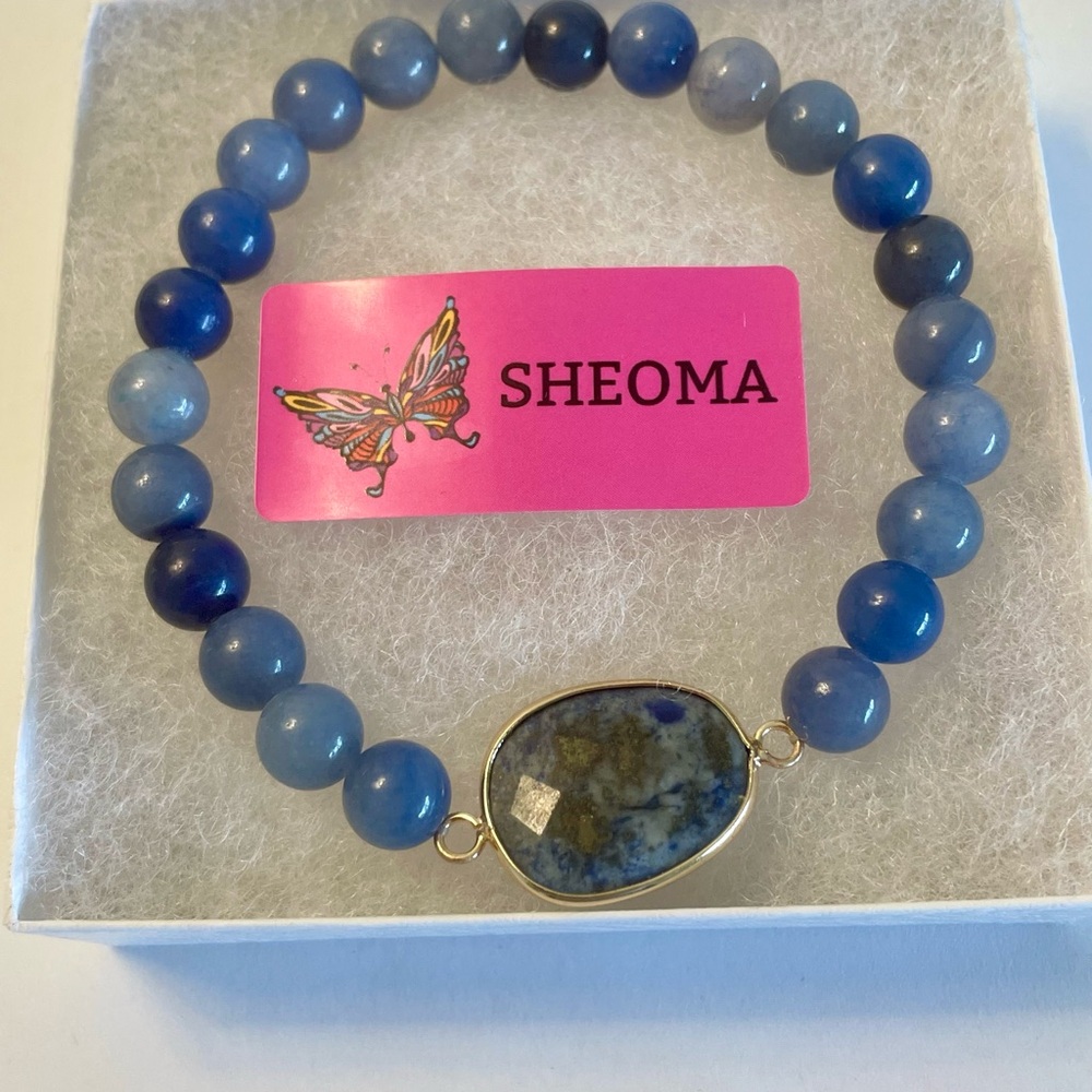 Plus Size Bracelet Lapis Lazuli 9 Inch Wrist NWT - Picture 2 of 4